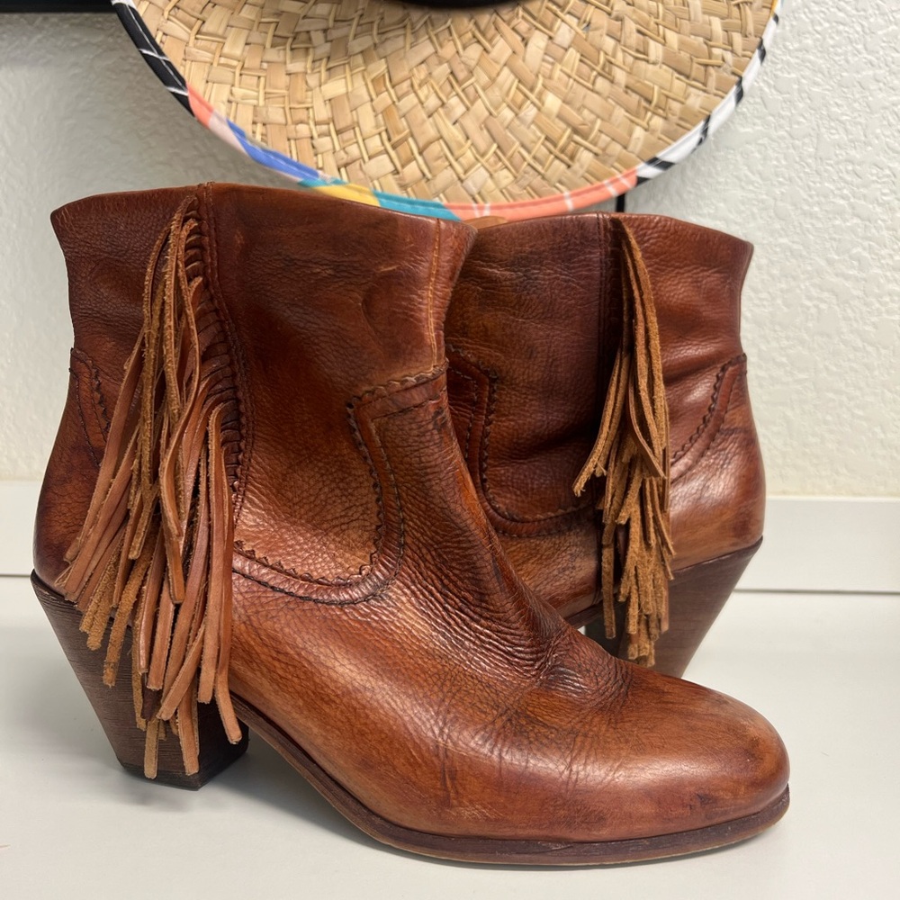 Sam Edelman Leather Fringe Ankle Boots